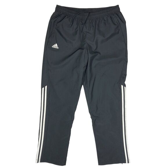 Adidas Track Pants Mens L Black White 3 Stripes Loungewear Casual Comfy Training - Picture 1 of 16
